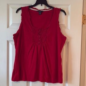 Tommy Hilfiger Red Ruched Sleeveless Tank Top